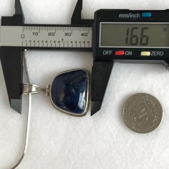 Sterling Silver 925 1.66" Sodalite Hinged Pendant Necklace 18" Snake Chain 24g - Picture 13 of 16